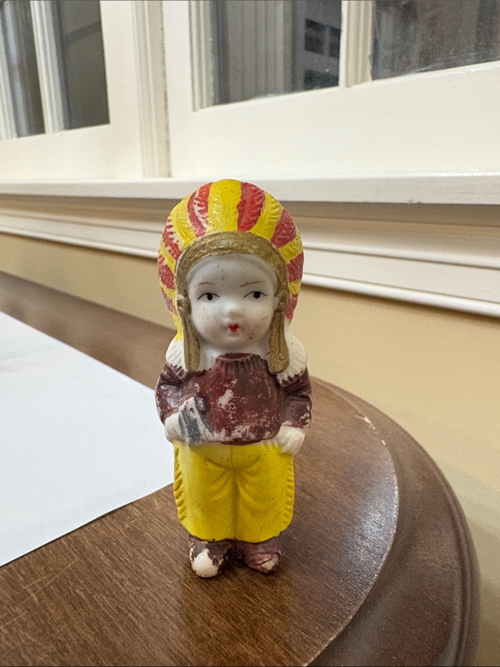 Vintage 1930s Bisque Porcelain Native American Boy Penny Doll Figurine Japan
